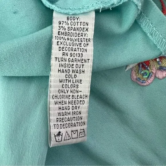 Quacker Factory Embroidered Mandarin Collar Stretch Jacket Turquoise Aqua Size M - Picture 12 of 14